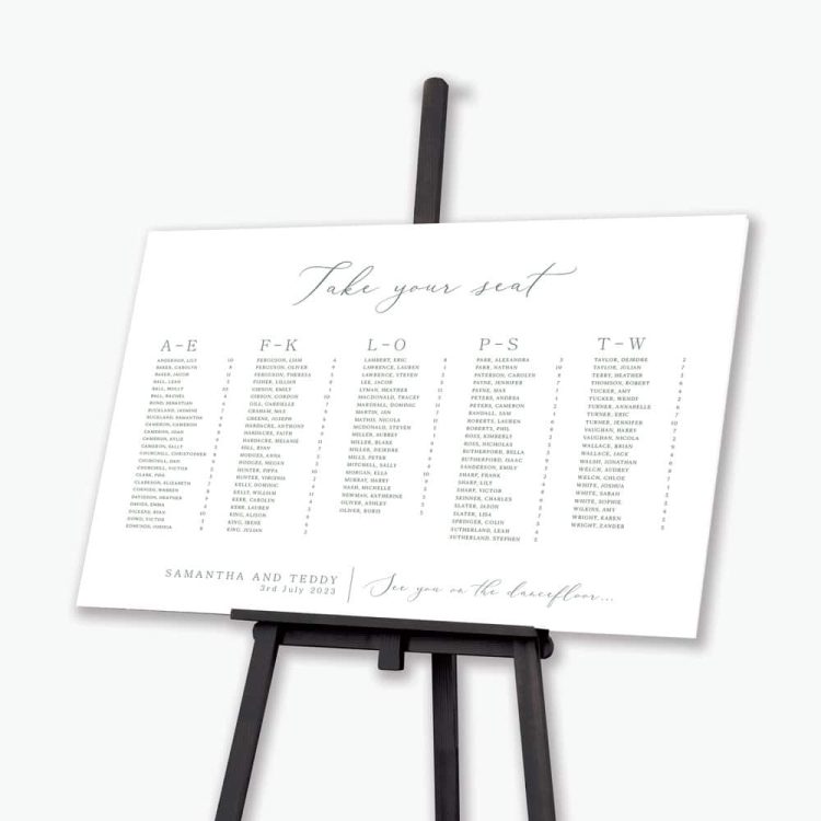 Wild Willow Wedding Seating Plan