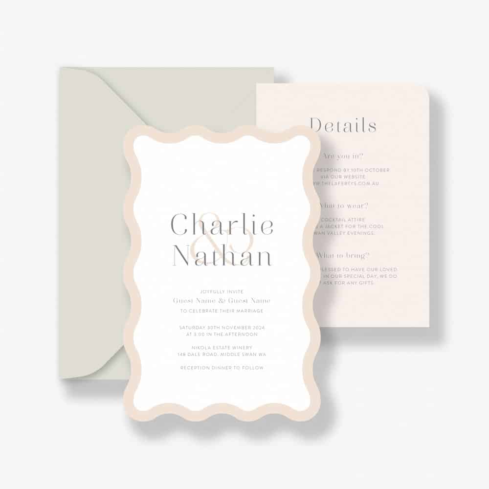 Flowing Almond Edges Wedding Invitation