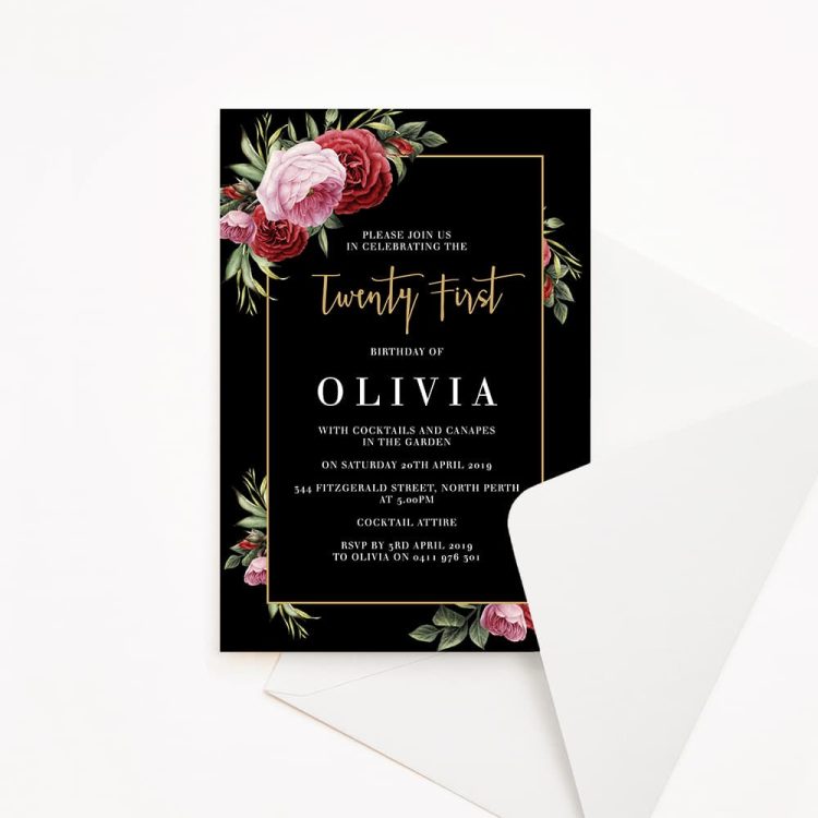 Decadent Blooms Birthday Invitation