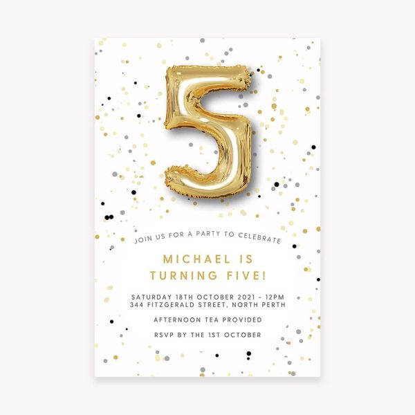 Foil Balloon Gold Invitation