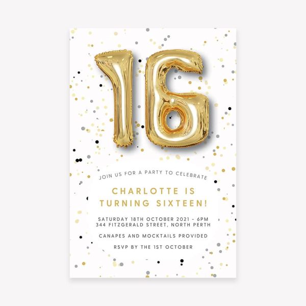 Foil Balloon Gold Invitation