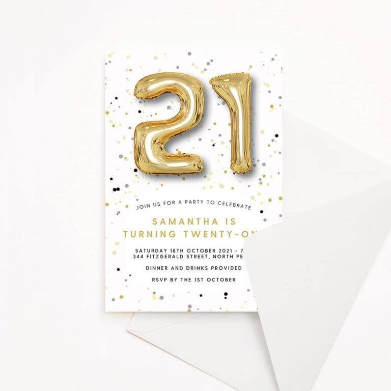 Foil Balloon Gold Invitation