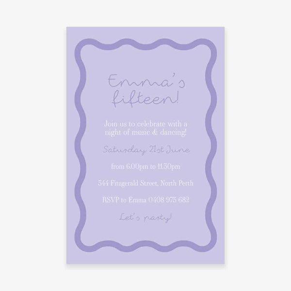 Teenage Birthday Party Invitation with purple wave