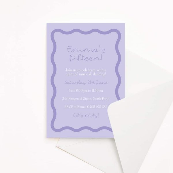 Teenage Birthday Party Invitation with purple wave