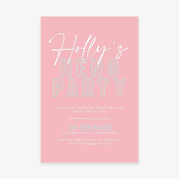Hot Pink Hens Bachelorette Party Invitation
