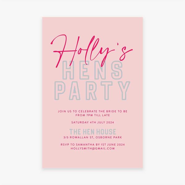 Hot Pink Hens Bachelorette Party Invitation