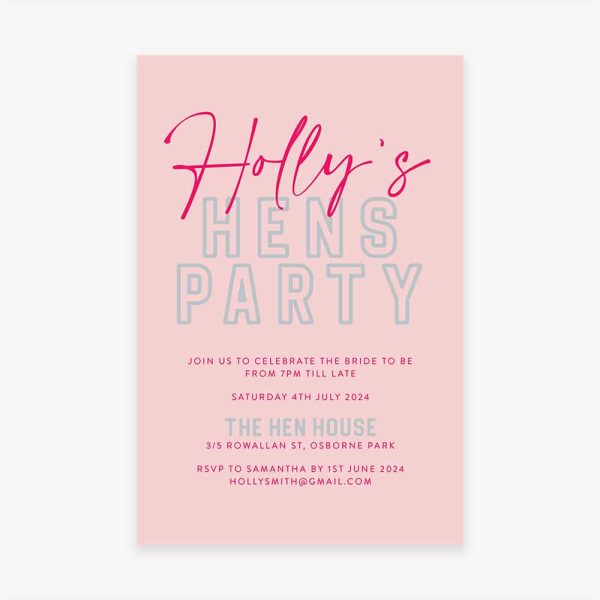 Hot Pink Hens Bachelorette Party Invitation