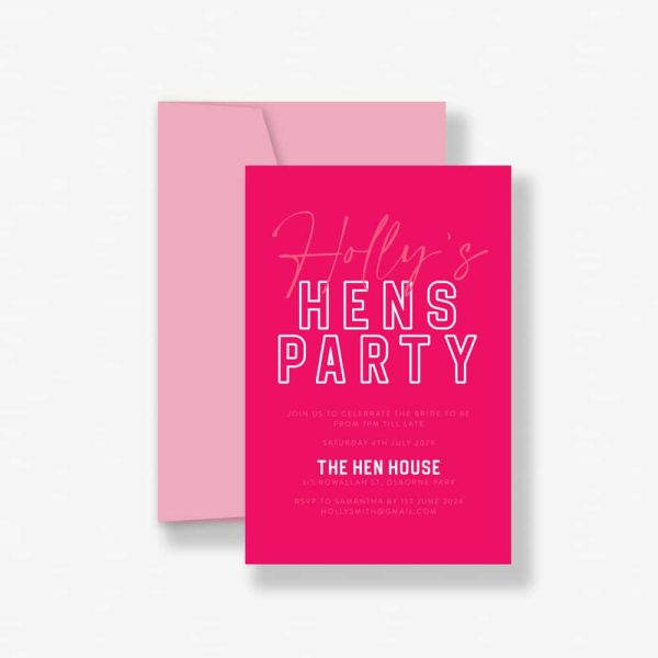 Hot Pink Hens Bachelorette Party Invitation