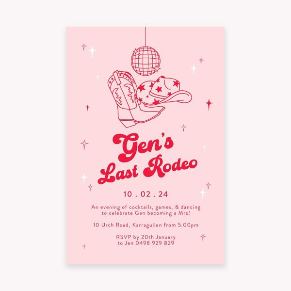 Last Rodeo Cowgirl Bachelorette Hens Invitation