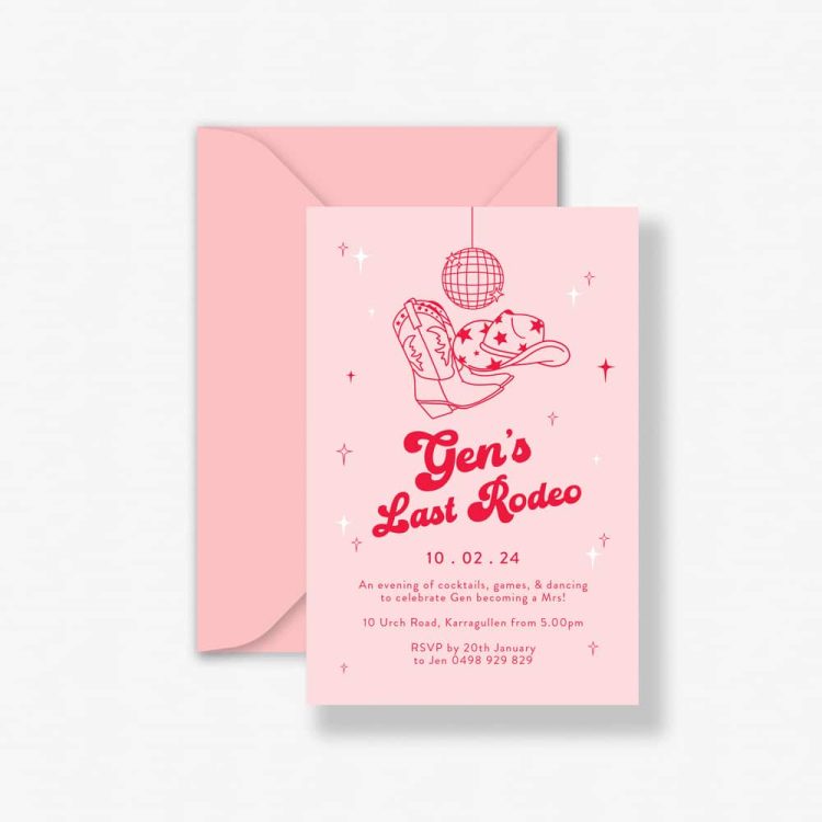 Last Rodeo Cowgirl Bachelorette Invitation