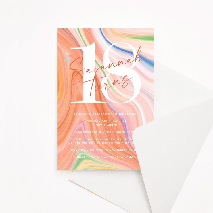 Funky Marble Birthday Invitation