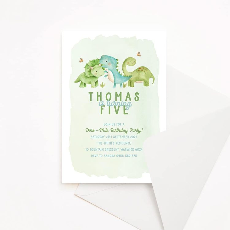 Dino-Mite Kids Birthday Invitations