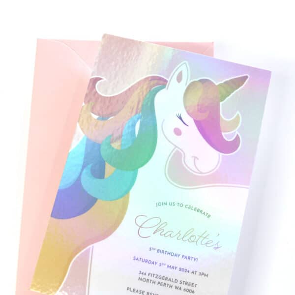 Unicorn Fantasy Kids Birthday Invitations - Image 2