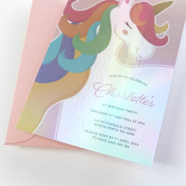 Unicorn Fantasy Kids Birthday Invitations - Image 4