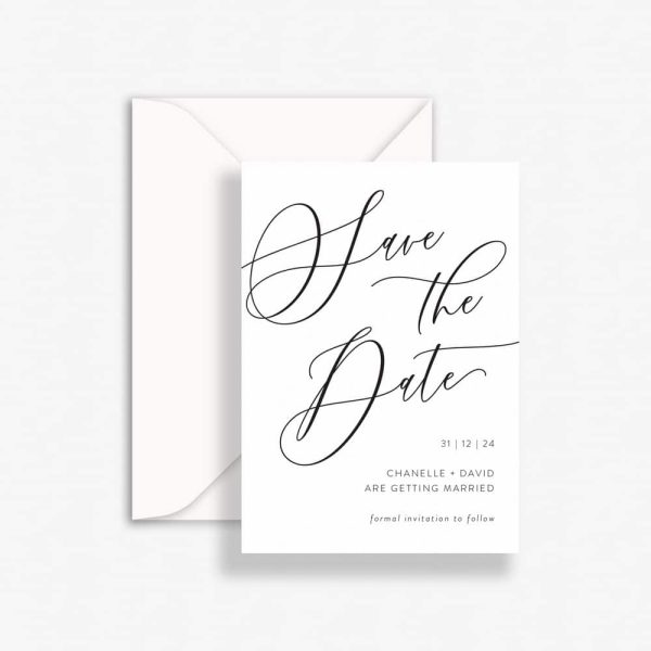 Classic Scripted Wedding Save The Date with envelope