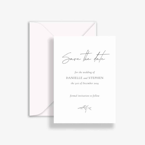 Delicate Leaf Wedding Save The Date with envelope