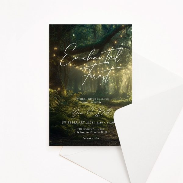 Enchanted Forest school ball, formal, prom invitation