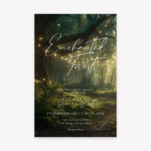 Enchanted Forest school ball, formal, prom invitation