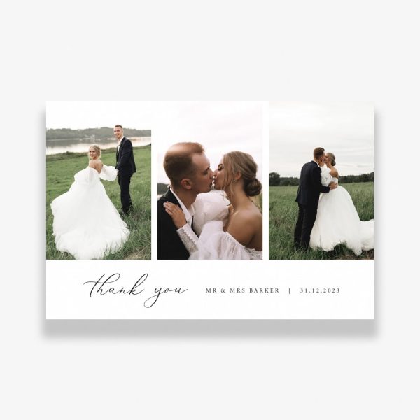 Enchanting Wedding Thank You Card with happy couple