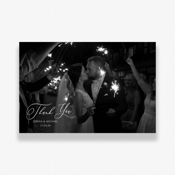 Euphoric Wedding Thank You Card with happy couple photo