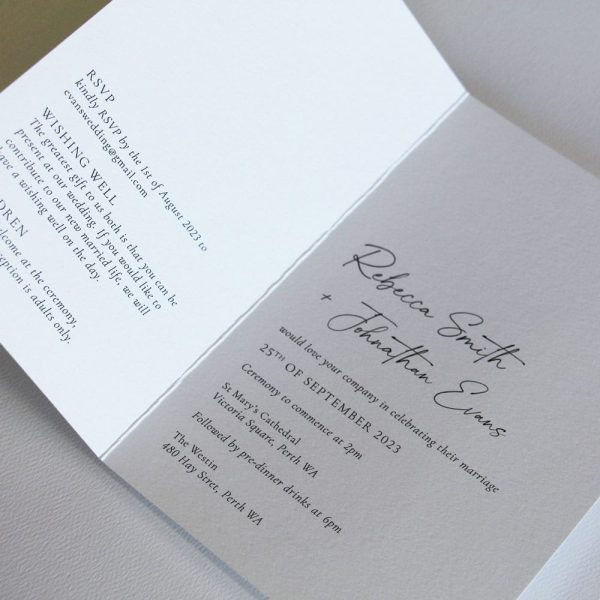 Simply Folded Wedding Invitation with silk ribbon