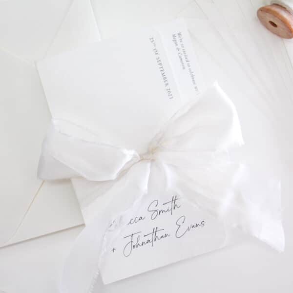 Simply Folded Wedding Invitation with silk ribbon