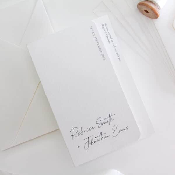 Simply Folded Wedding Invitation with silk ribbon