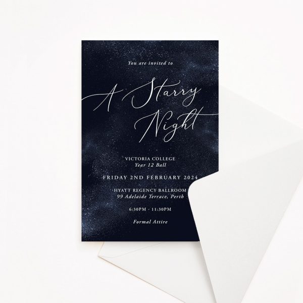 Starry night school ball, formal, prom invitation