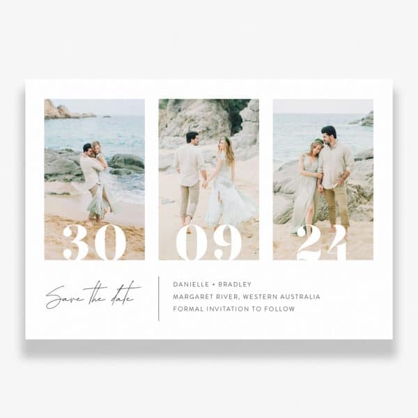 Timeless Moments Wedding Save The Date with grid photo