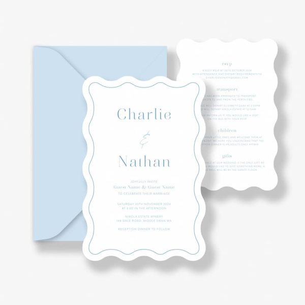 Blue Waves Wedding invitation Suite