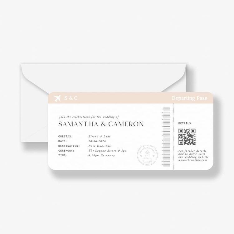 Destination Ticket Wedding Invitation