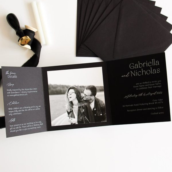 Elegantly Edgy Trifold Wedding Invitation with photo