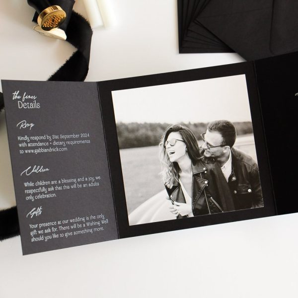 Elegantly Edgy Trifold Wedding Invitation with photo