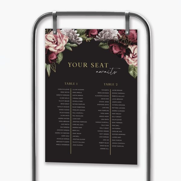 Moody Blooms Wedding Seating Plan