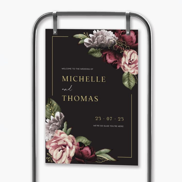 Gold Moody Blooms Welcome Sign