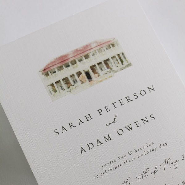 Watercolour Venues Custom Illustration Wedding Invitation Suite