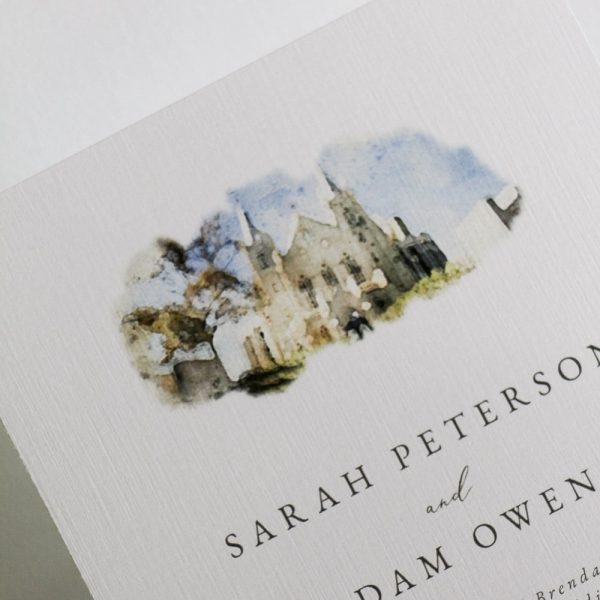 Watercolour Venues Custom Illustration Wedding Invitation Suite