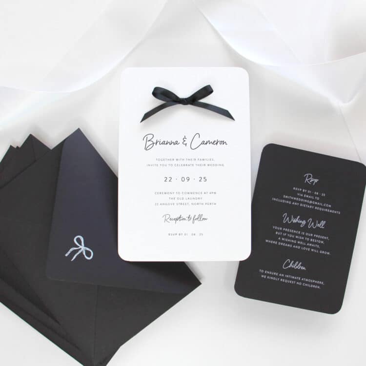 Delicate Ribbon Bows Wedding Invitation Suite