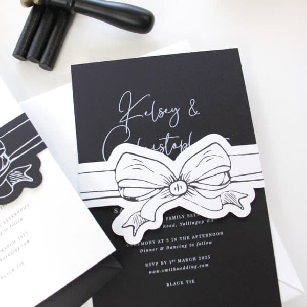 Graceful Bows White Wedding Invitation - Image 2