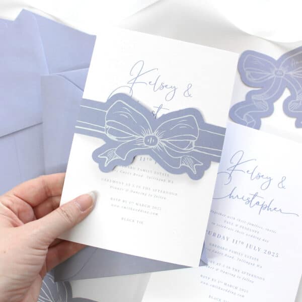 Graceful Bows wedding invitation suite