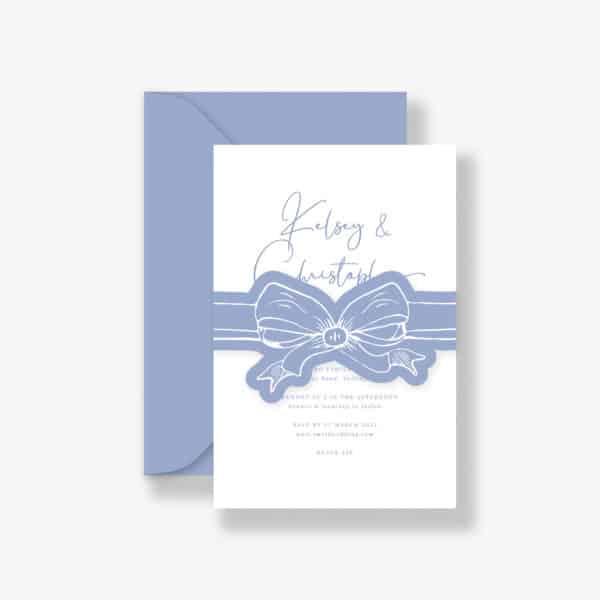 Graceful Bows Blue Wedding Invitation