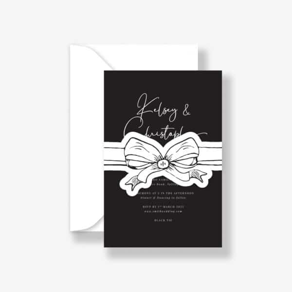 graceful bows white wedding invitation