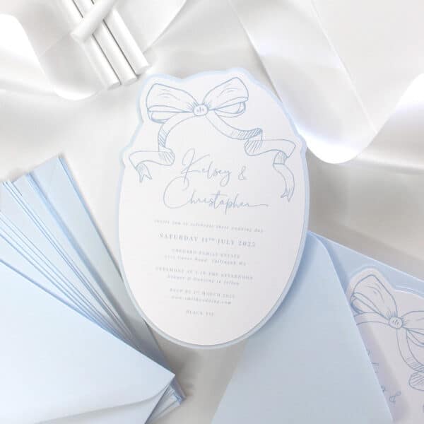 Graceful bows layered wedding invitation