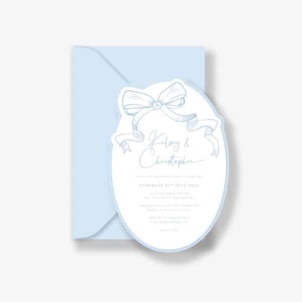 graceful bows layered wedding invitation