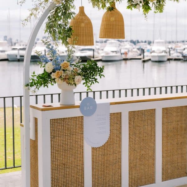 scalloped sky hanging bar sign