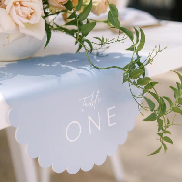 scalloped sky hanging table number