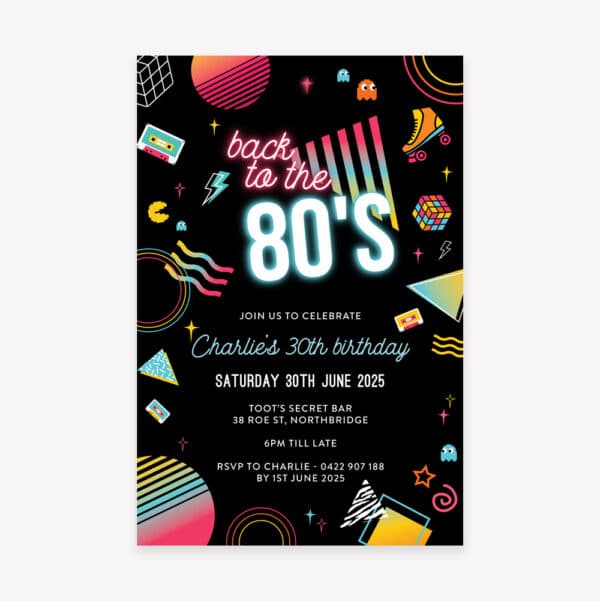 Back To The 80s Birthday Invitations - Image 5