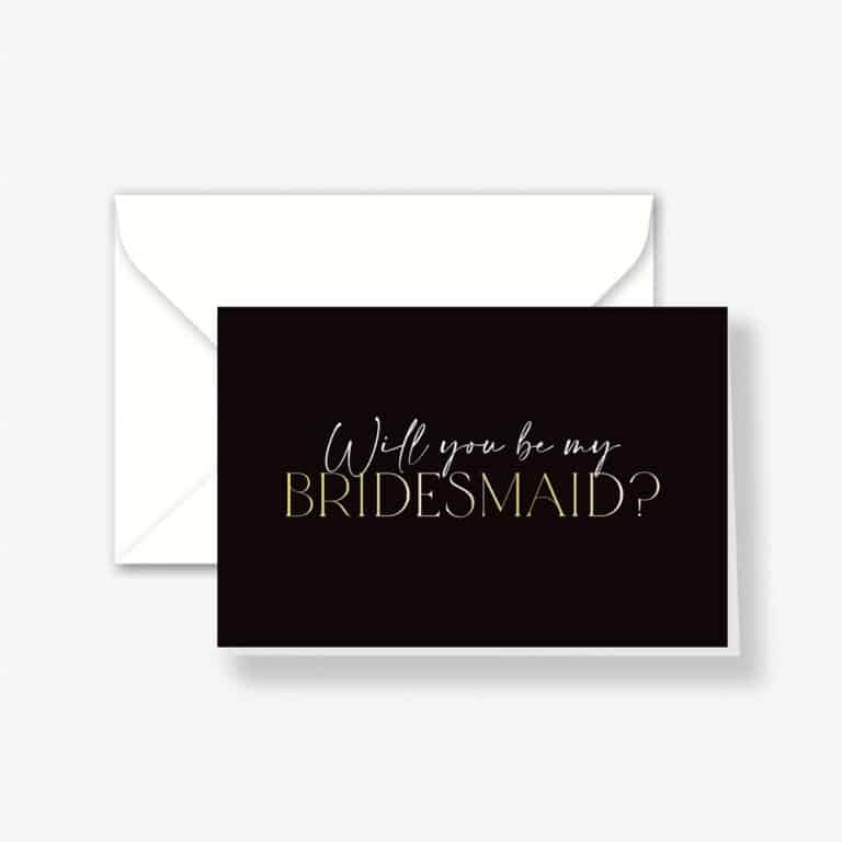 gold foil bridesmaid proposal card