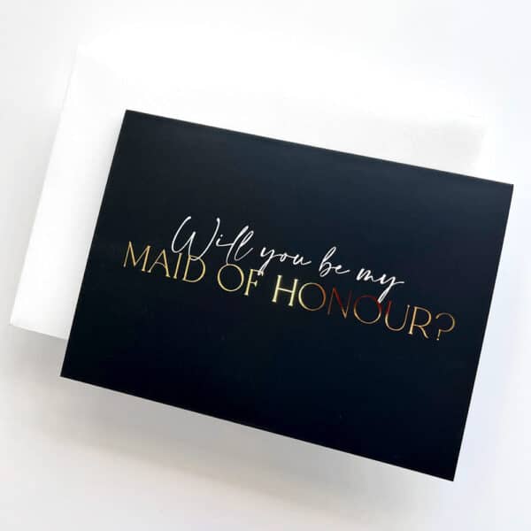 Black & Gold Foil Maid of Honour Proposal Card - Image 2