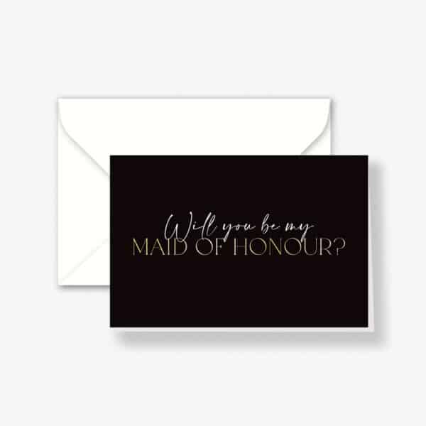 Black & Gold Foil Maid of Honour Proposal Card